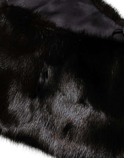 Black Fur Shawl Neck Wrap Cover Collar Scarf-Dolce & Gabbana-LabelTerrace.com