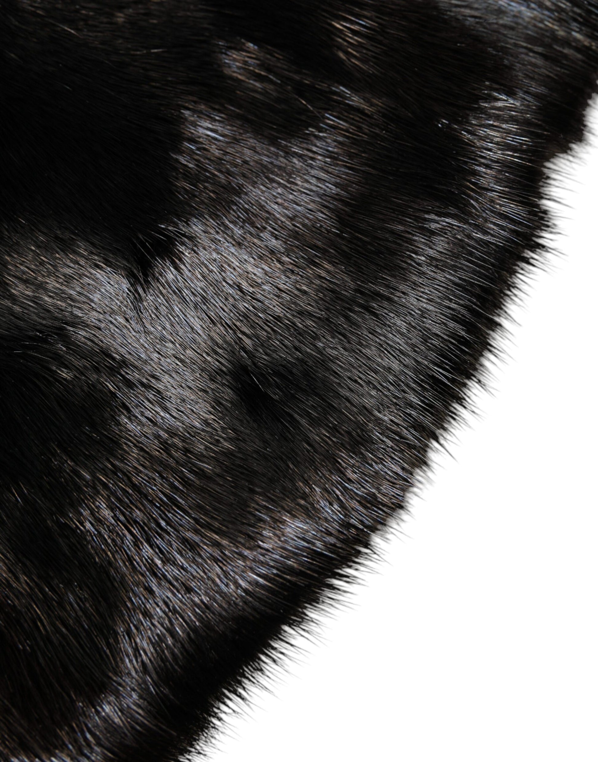 Black Fur Shawl Neck Wrap Cover Collar Scarf-Dolce & Gabbana-LabelTerrace.com