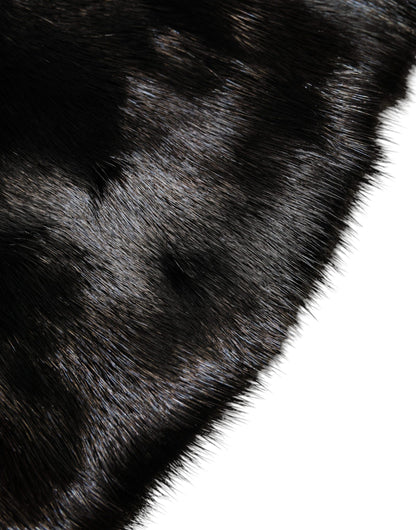 Black Fur Shawl Neck Wrap Cover Collar Scarf-Dolce & Gabbana-LabelTerrace.com