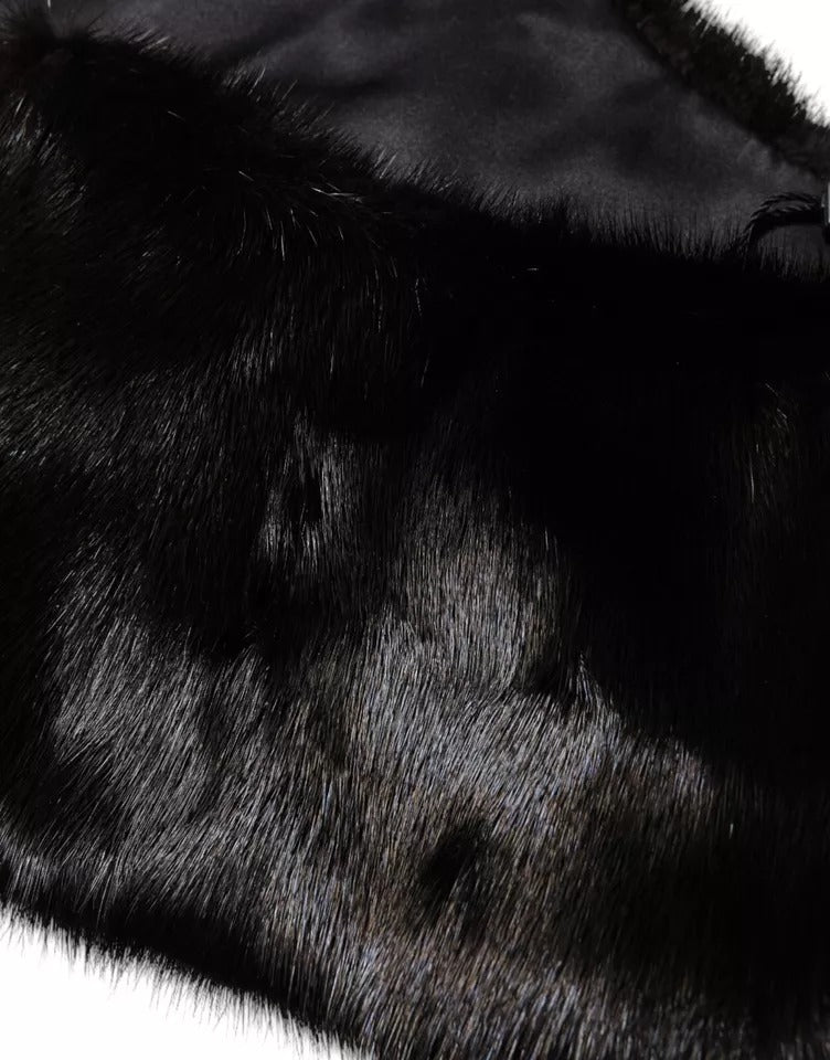 Black Fur Shawl Neck Wrap Cover Collar Scarf-Dolce & Gabbana-LabelTerrace.com