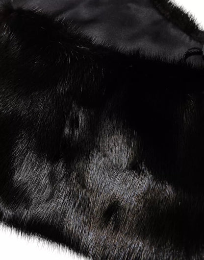 Black Fur Shawl Neck Wrap Cover Collar Scarf-Dolce & Gabbana-LabelTerrace.com
