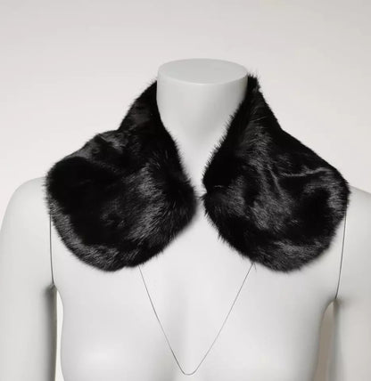 Black Fur Shawl Neck Wrap Cover Collar Scarf-Dolce & Gabbana-LabelTerrace.com