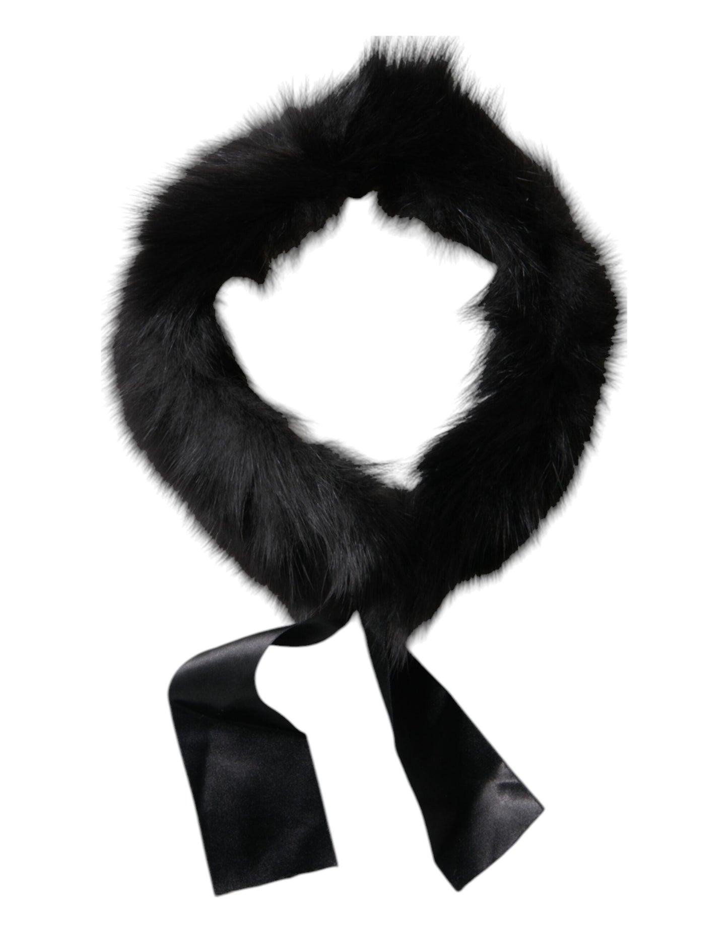 Black Fur Shoulder Collar Wrap Shawl Scarf-Dolce & Gabbana-LabelTerrace.com