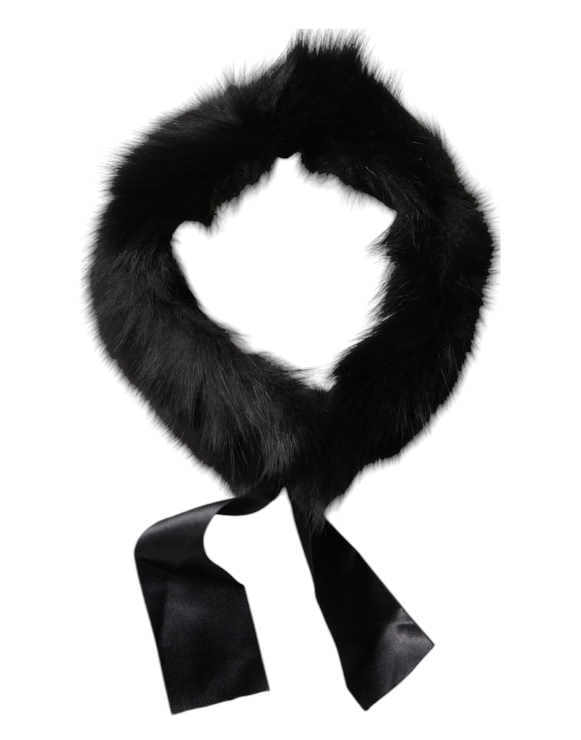 Black Fur Shoulder Collar Wrap Shawl Scarf-Dolce & Gabbana-LabelTerrace.com