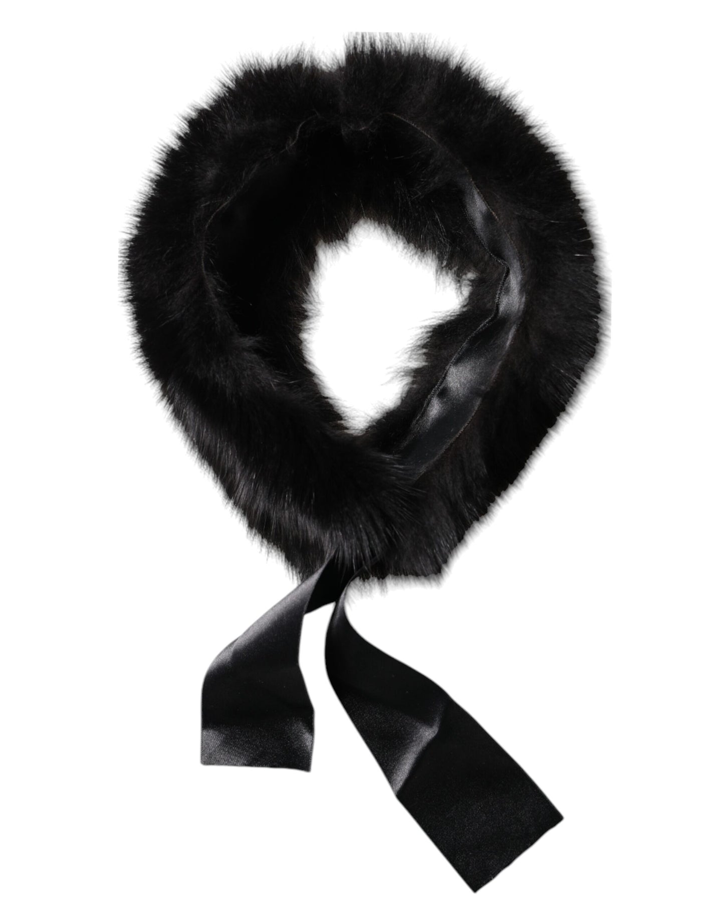 Black Fur Shoulder Collar Wrap Shawl Scarf-Dolce & Gabbana-LabelTerrace.com