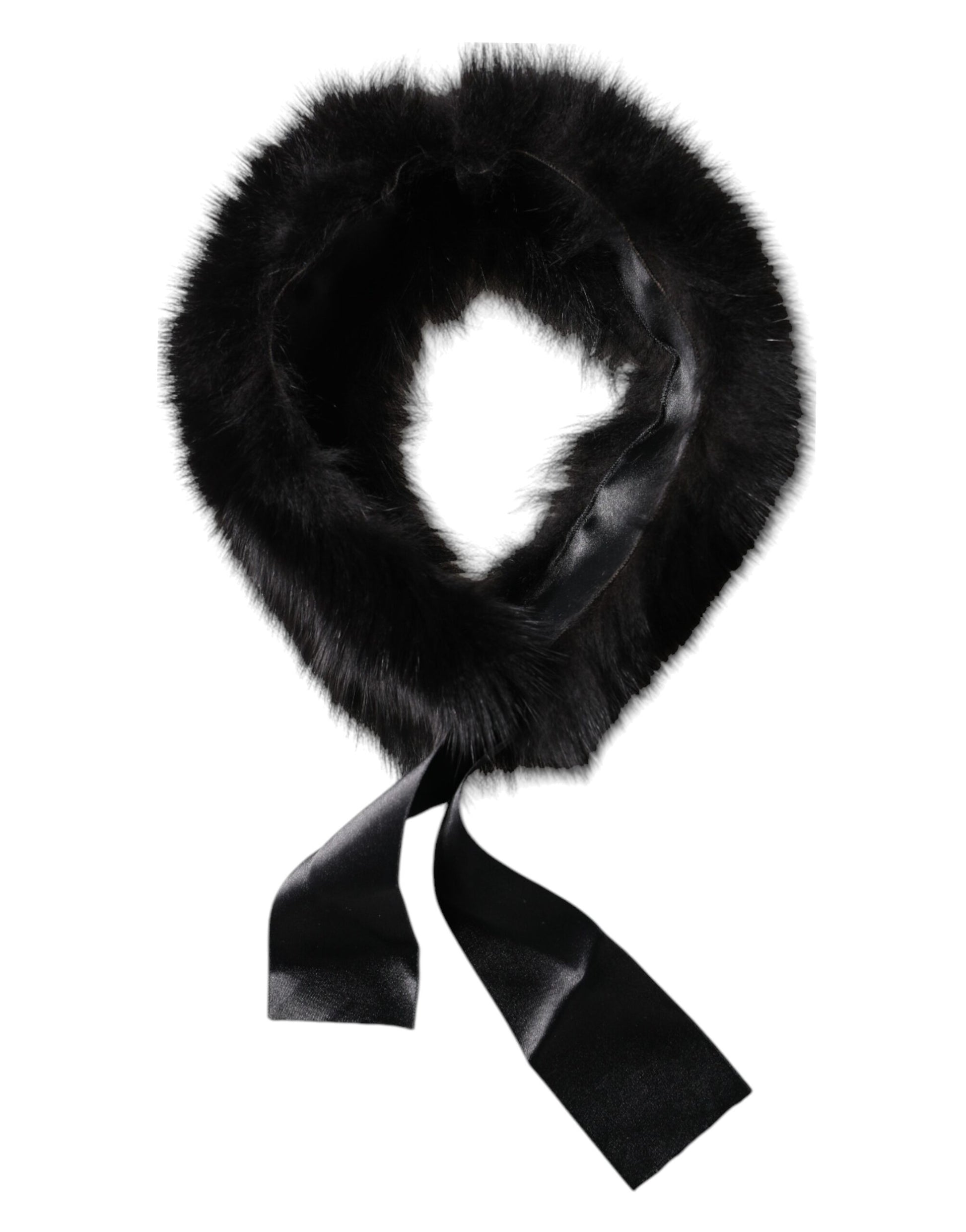 Black Fur Shoulder Collar Wrap Shawl Scarf-Dolce & Gabbana-LabelTerrace.com
