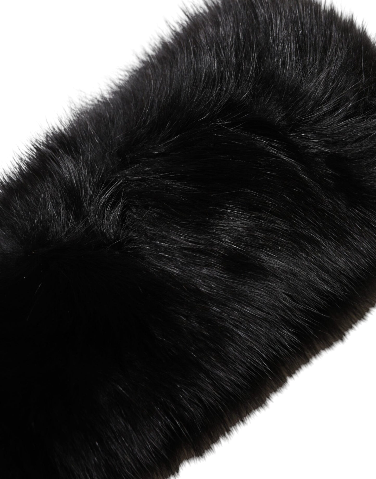 Black Fur Shoulder Collar Wrap Shawl Scarf-Dolce & Gabbana-LabelTerrace.com