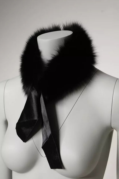 Black Fur Shoulder Collar Wrap Shawl Scarf-Dolce & Gabbana-LabelTerrace.com