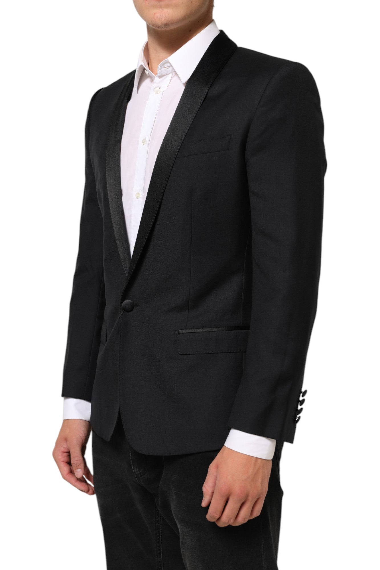 Black GOLD 1 Button Suit Jacket Men Blazer-Dolce & Gabbana-LabelTerrace.com