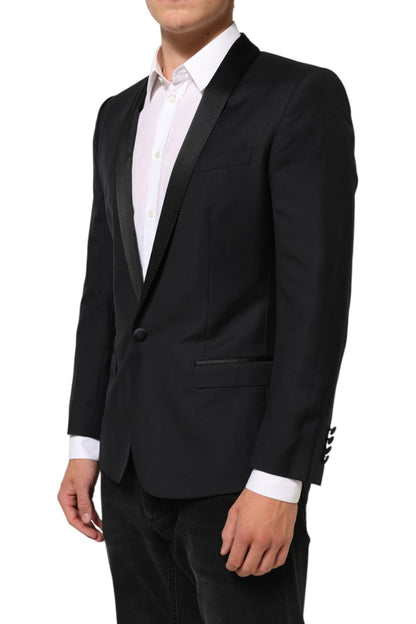 Black GOLD 1 Button Suit Jacket Men Blazer-Dolce & Gabbana-LabelTerrace.com