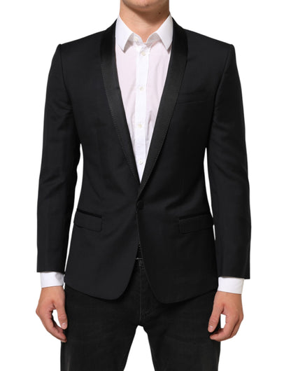 Black GOLD 1 Button Suit Jacket Men Blazer-Dolce & Gabbana-LabelTerrace.com