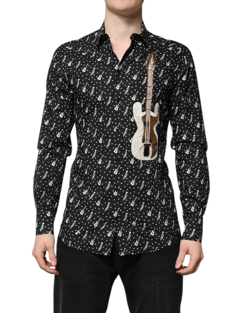 Black GOLD Instrument Embellished Shirt-Dolce & Gabbana-LabelTerrace.com