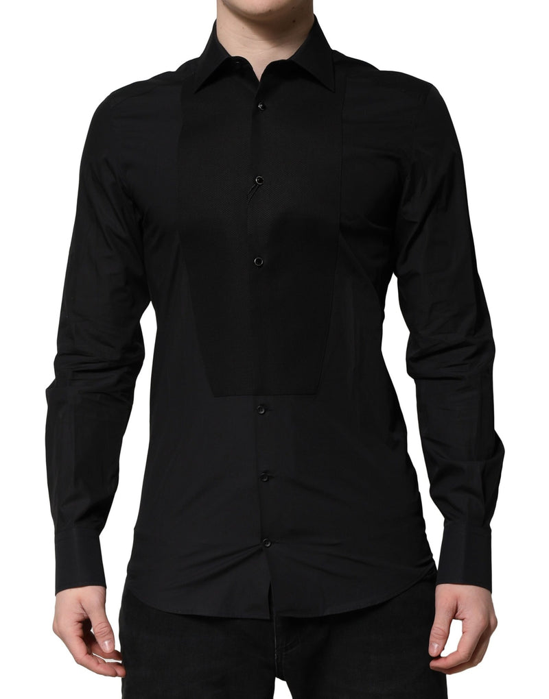 Black GOLD Long Sleeves Dress Formal Shirt-Dolce & Gabbana-LabelTerrace.com