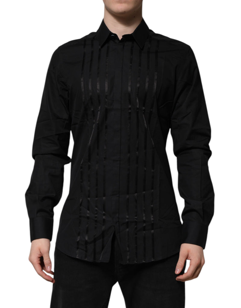 Black GOLD Long Sleeves Men Formal Dress Shirt-Dolce & Gabbana-LabelTerrace.com