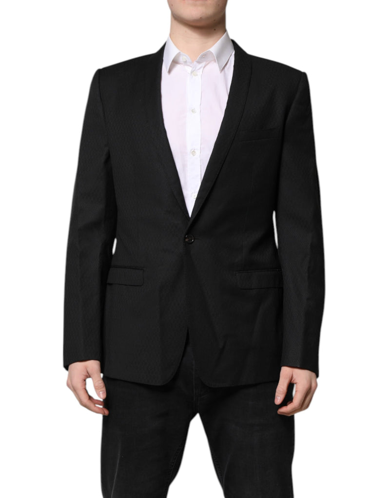 Black GOLD Single Breasted Suit Coat Blazer-Dolce & Gabbana-LabelTerrace.com