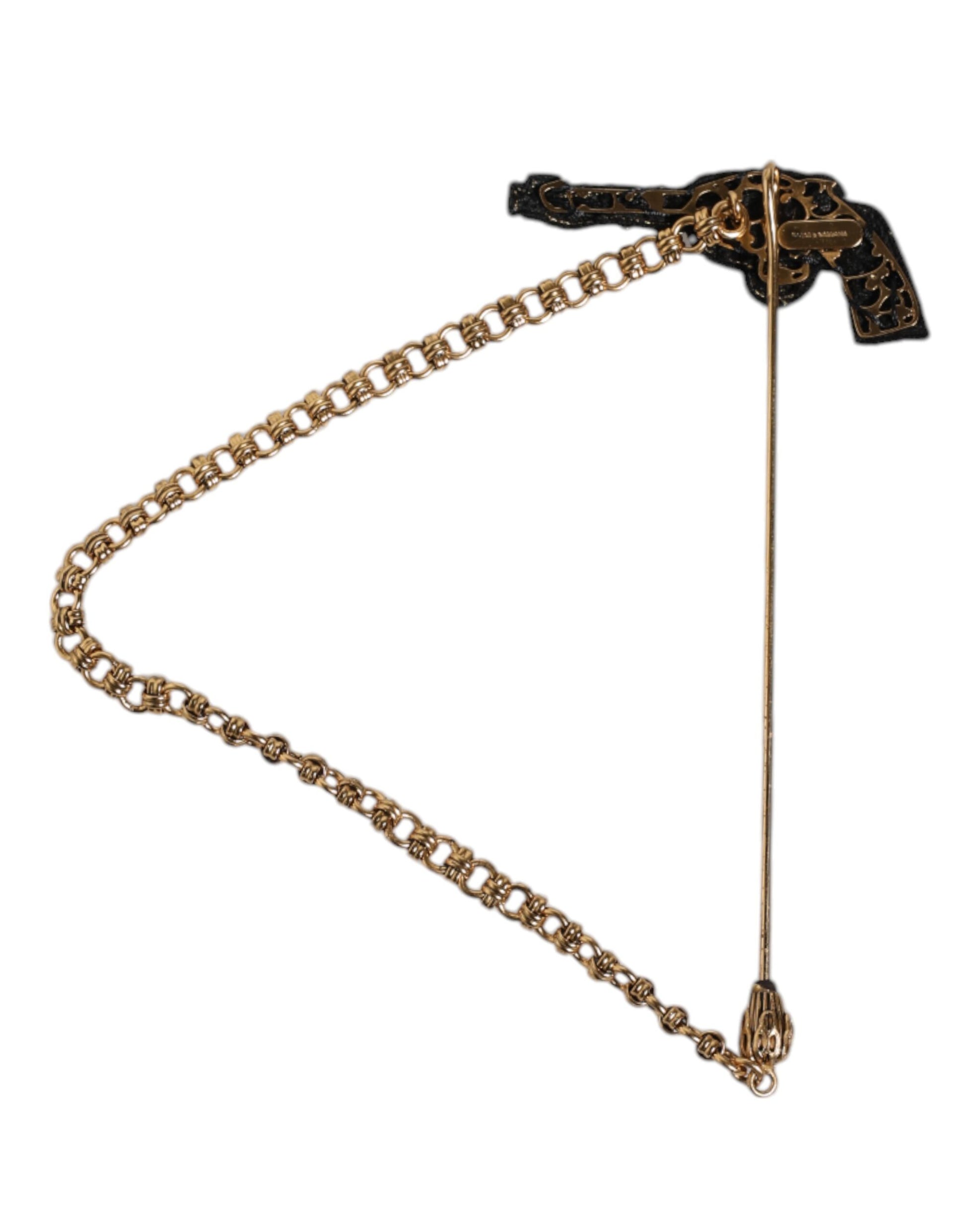 Black Gold Brass Copper Revolver Brooch Lapel Pin-Dolce & Gabbana-LabelTerrace.com
