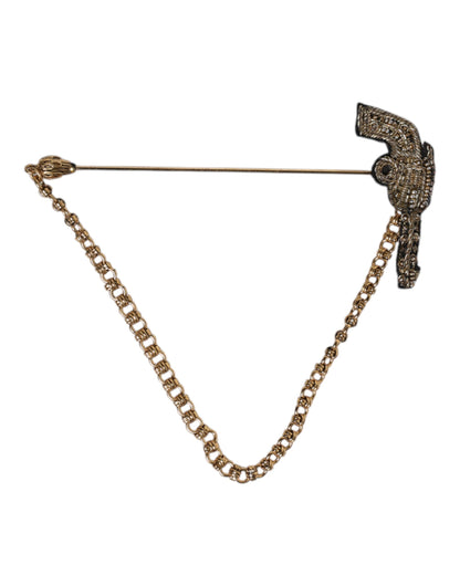 Black Gold Brass Copper Revolver Brooch Lapel Pin-Dolce & Gabbana-LabelTerrace.com