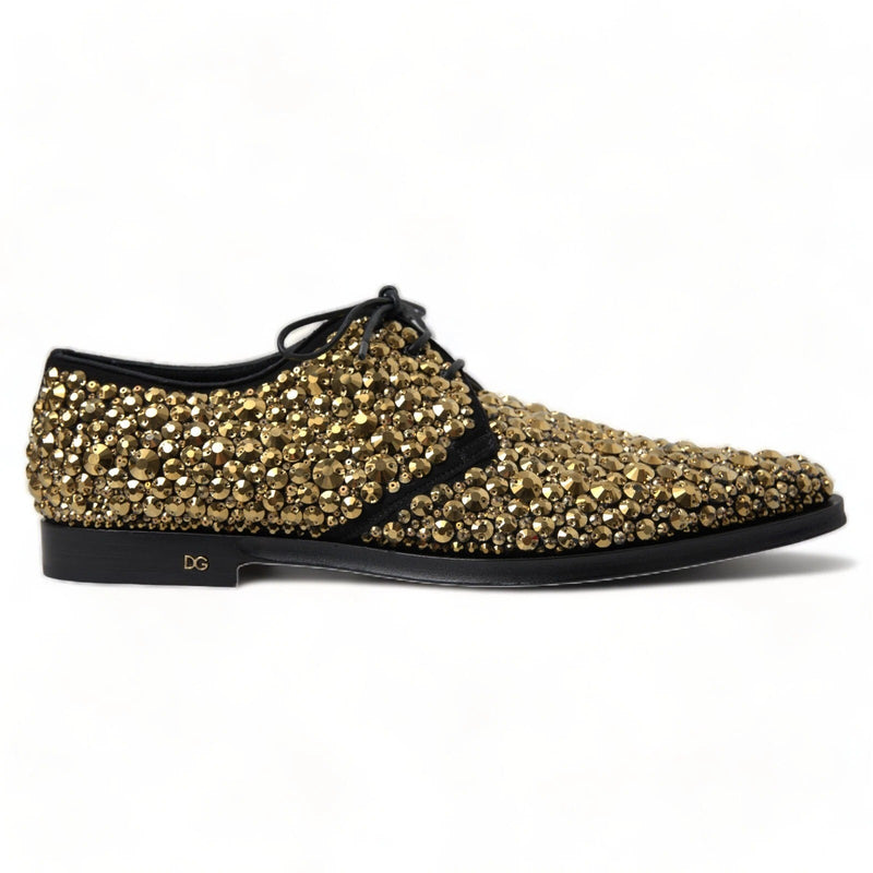 Black Gold Embellished Derby Shoes-Dolce & Gabbana-LabelTerrace.com