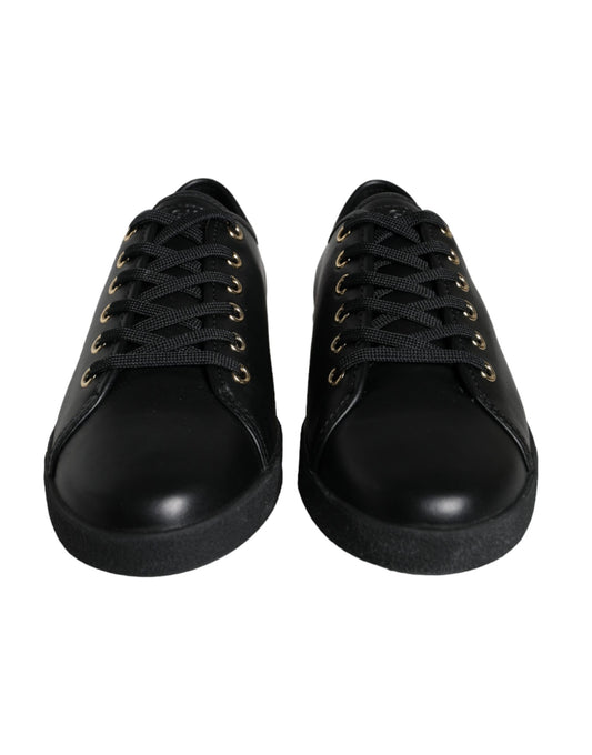 Black Gold Leather Classic Sneakers Shoes-Dolce & Gabbana-LabelTerrace.com