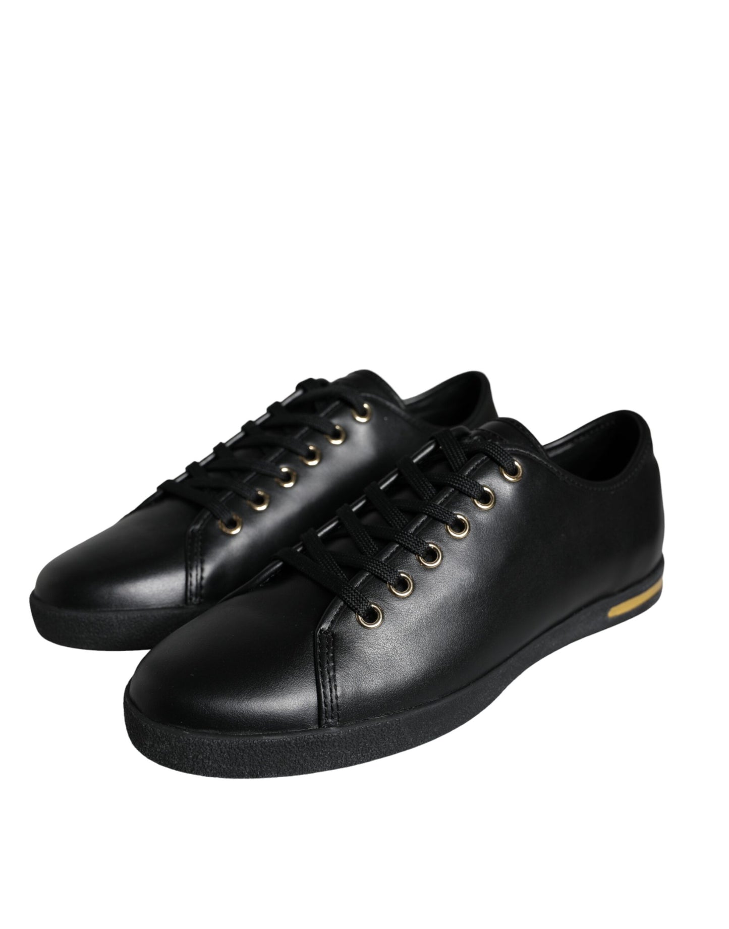 Black Gold Leather Classic Sneakers Shoes-Dolce & Gabbana-LabelTerrace.com