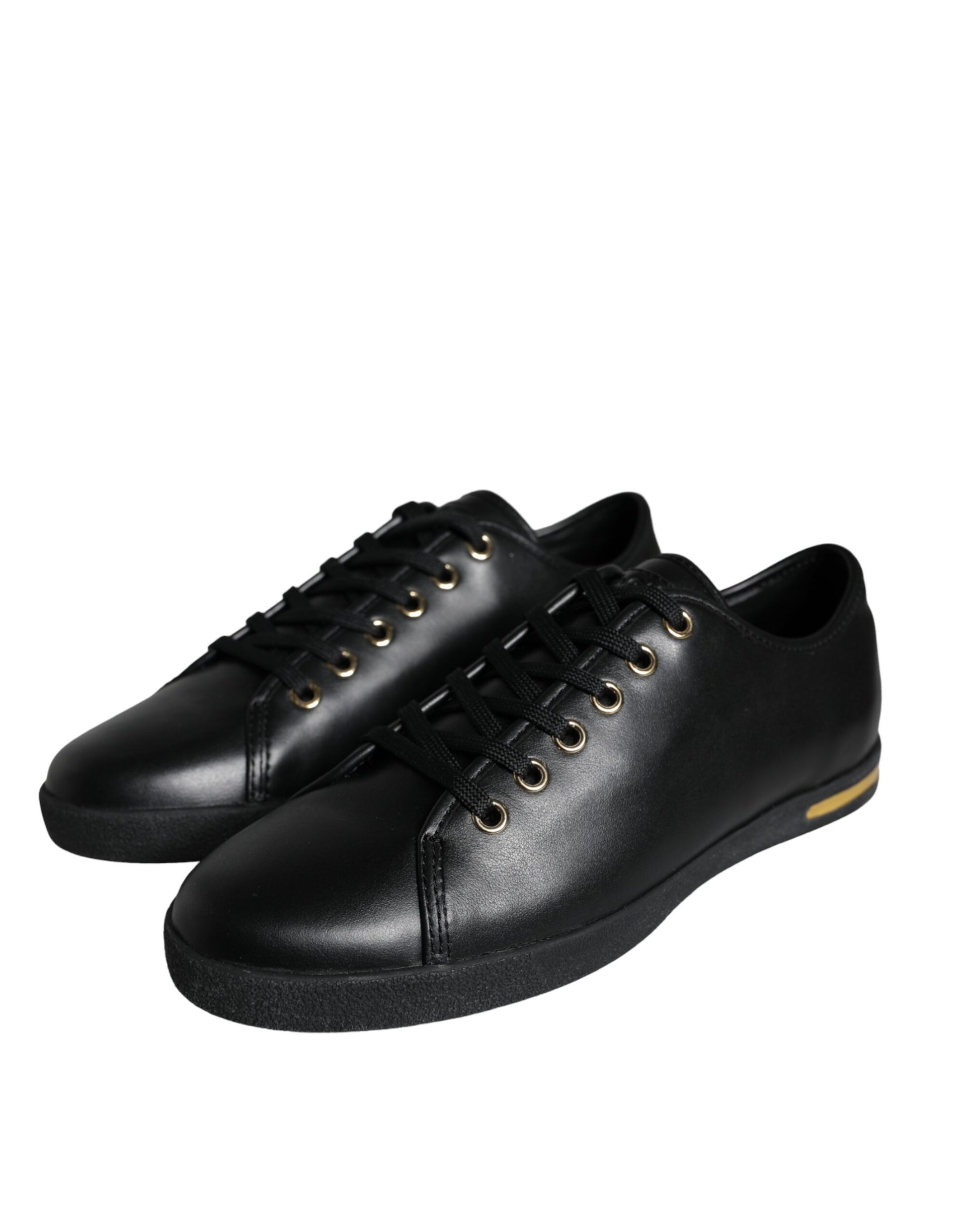 Black Gold Leather Classic Sneakers Shoes-Dolce & Gabbana-LabelTerrace.com