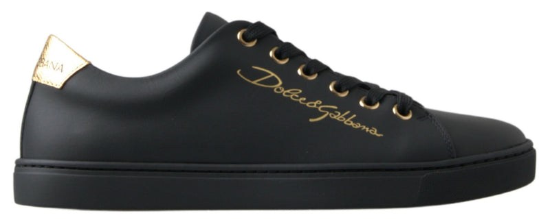 Black Gold Leather Classic Sneakers Shoes-Dolce & Gabbana-LabelTerrace.com