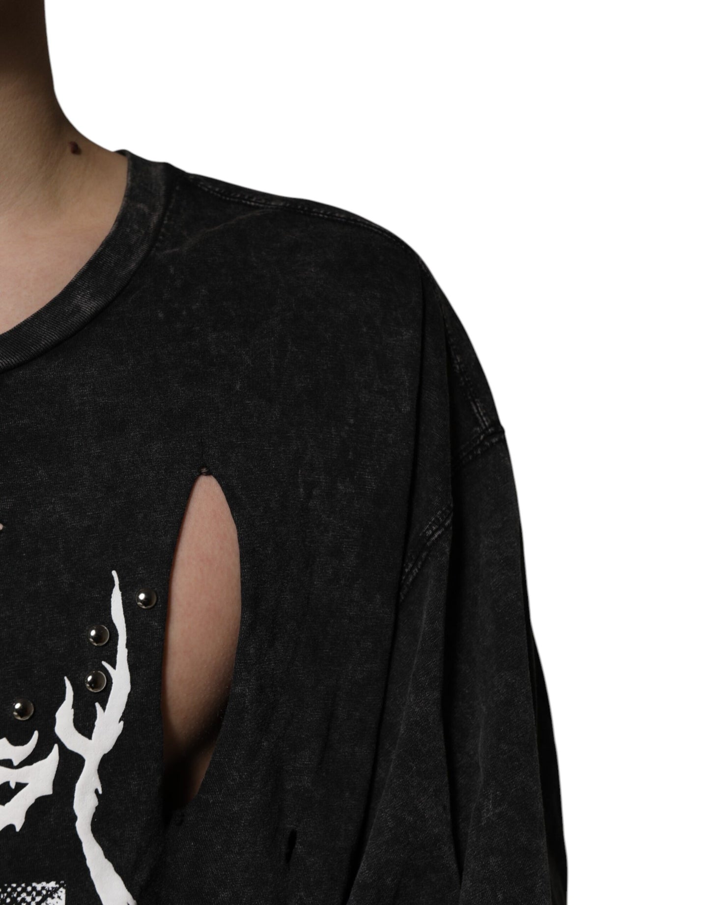 Black Graphic Print Cotton Crew Neck T-shirt-Dolce & Gabbana-LabelTerrace.com