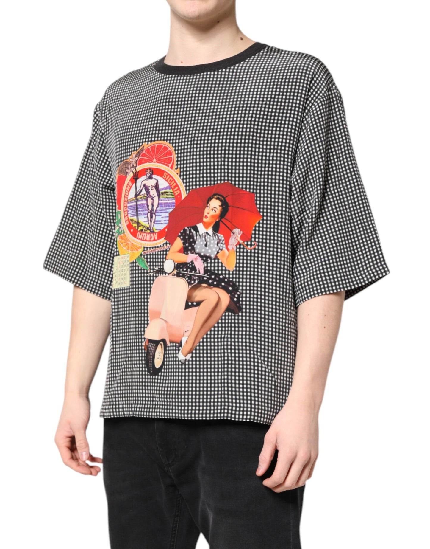 Black Graphic Print Short Sleeve T-shirt-Dolce & Gabbana-LabelTerrace.com