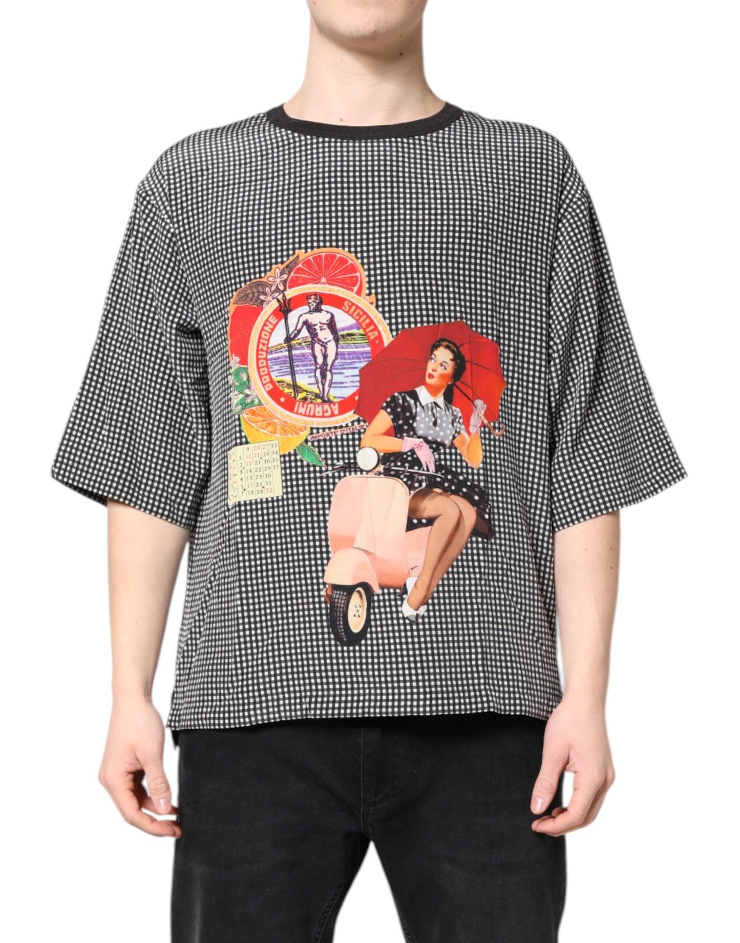 Black Graphic Print Short Sleeve T-shirt-Dolce & Gabbana-LabelTerrace.com