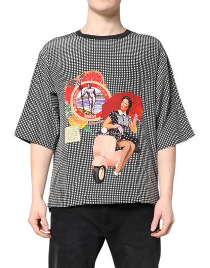 Black Graphic Print Short Sleeve T-shirt-Dolce & Gabbana-LabelTerrace.com