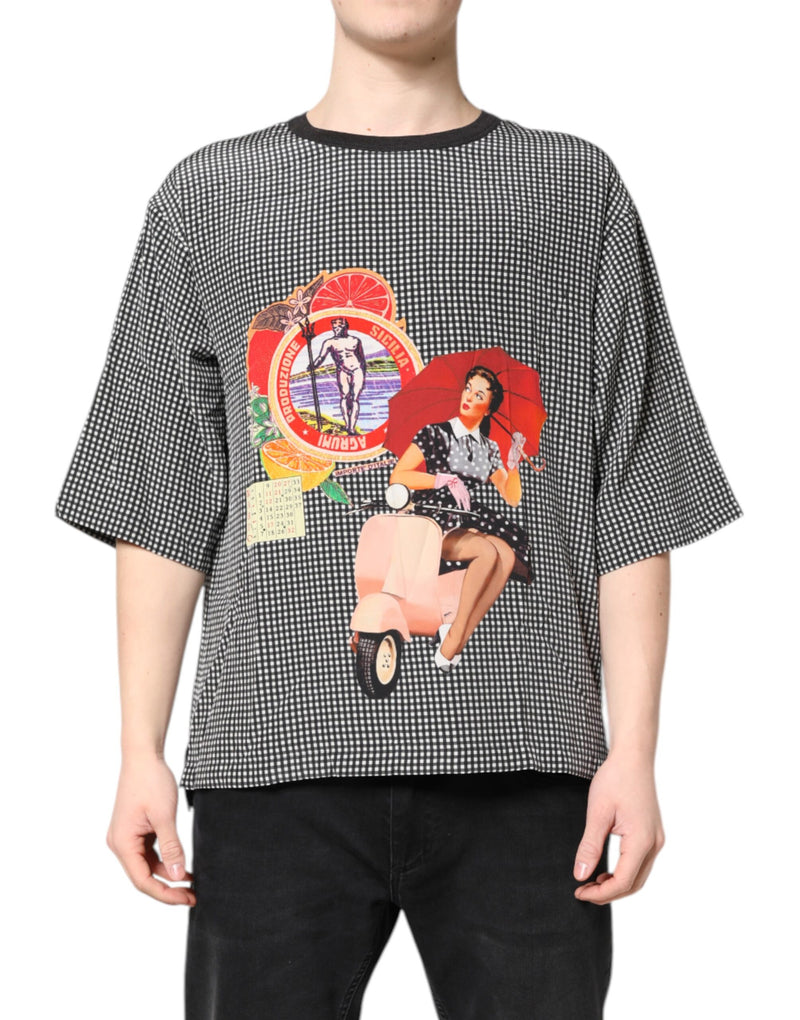 Black Graphic Print Short Sleeve T-shirt-Dolce & Gabbana-LabelTerrace.com