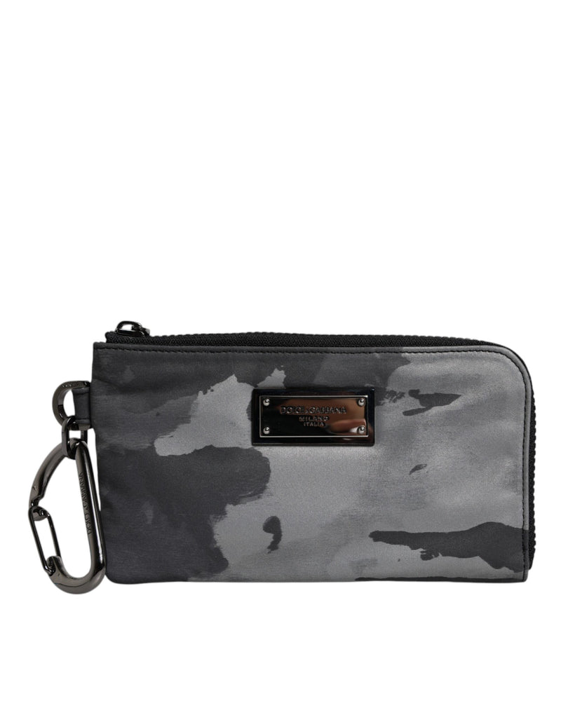 Black Gray Camouflage Logo Plaque Keyring Pouch Bag-Dolce & Gabbana-LabelTerrace.com