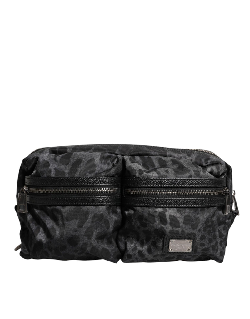 Black Gray Leopard DG Logo Belt Waist Fanny Pack Bag-Dolce & Gabbana-LabelTerrace.com