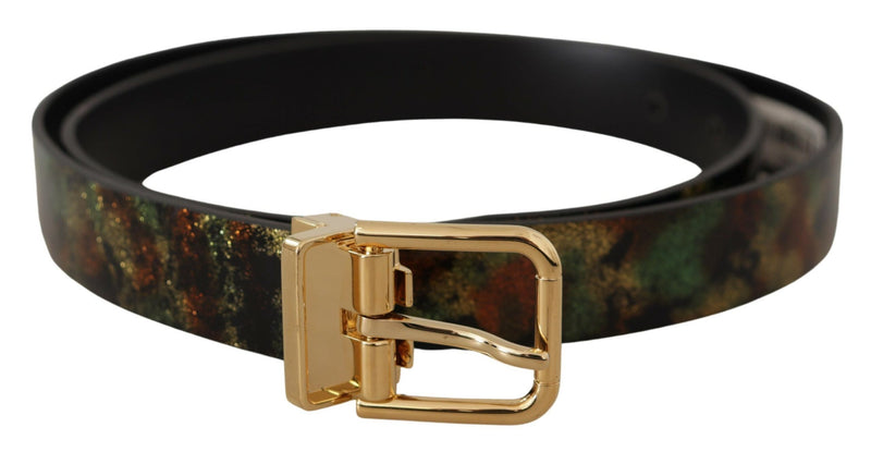 Black Green Leather Bronze Metal Buckle Belt-Dolce & Gabbana-LabelTerrace.com
