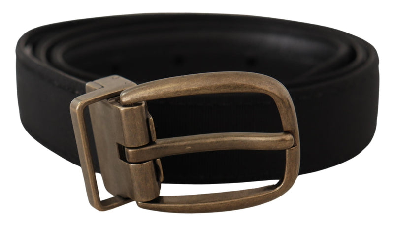 Black Grosgrain Leather Bronze Metal Belt-Dolce & Gabbana-LabelTerrace.com