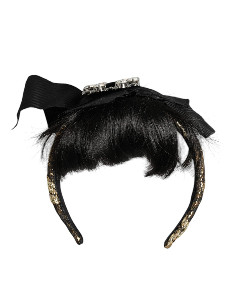 Black Hair Parrucchiera Crystal Headband Diadem-Dolce & Gabbana-LabelTerrace.com