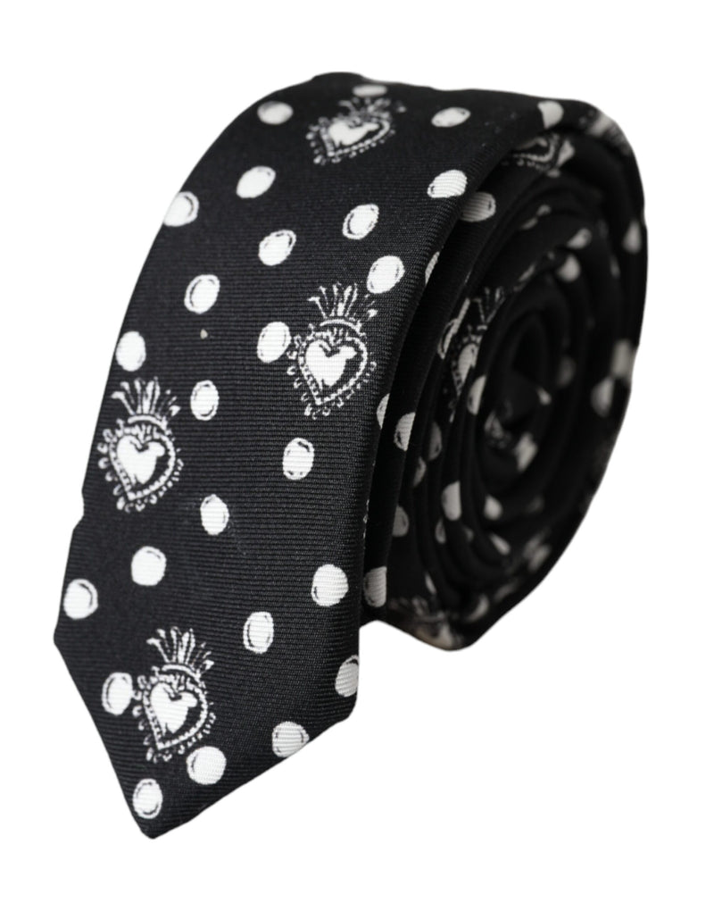 Black Heart Polka Dot Adjustable Tie-Dolce & Gabbana-LabelTerrace.com