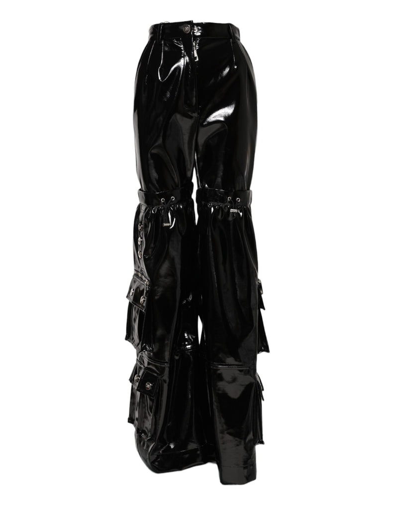 بنطال كارغو أسود عالي الخصر بقصّة بوت كات 