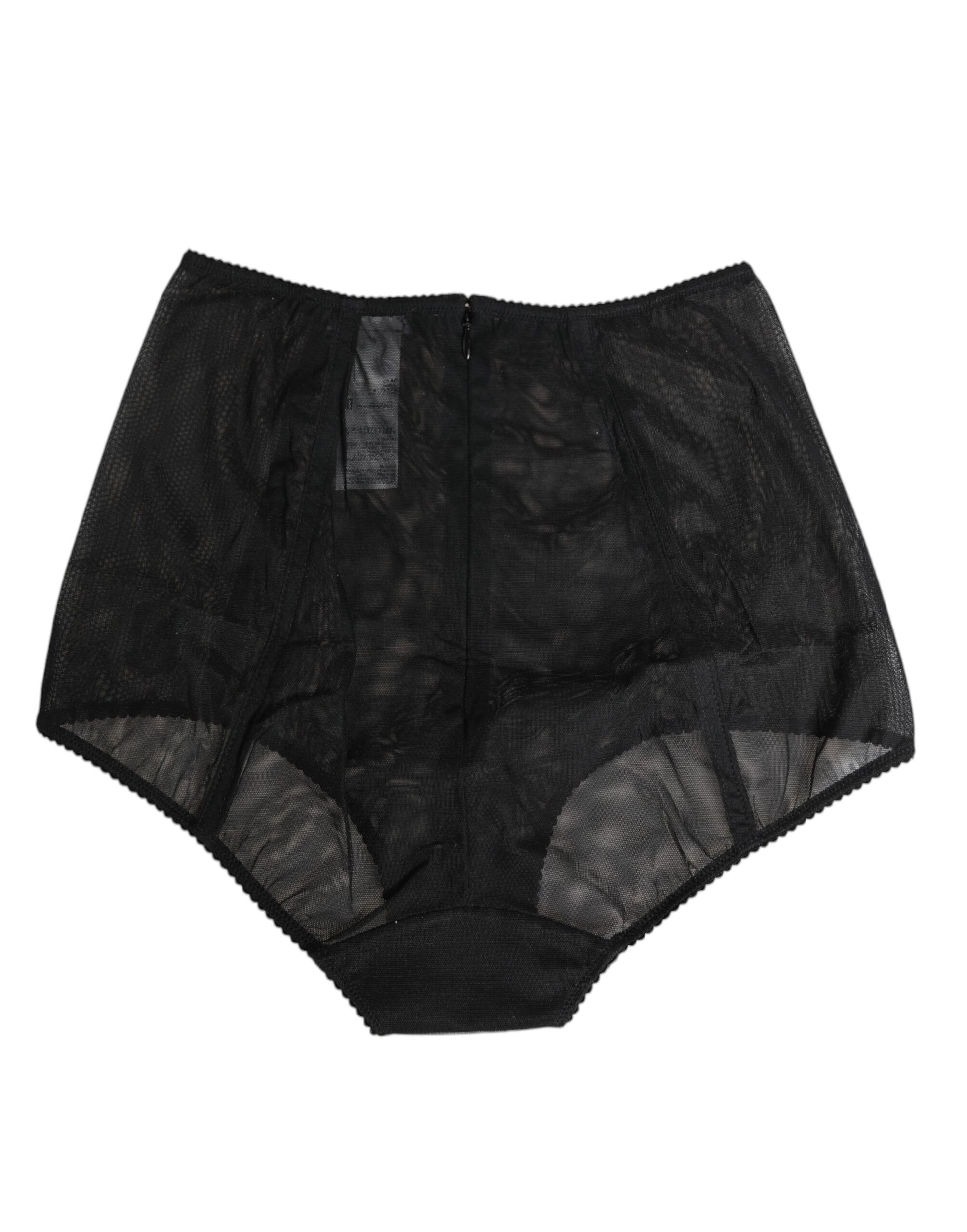 Black High Waist Mesh Sheer Shapewear Underwear-Dolce & Gabbana-LabelTerrace.com