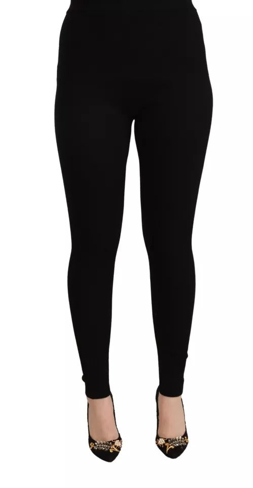 Black High Waist Stretch Pants Tights-Dolce & Gabbana-LabelTerrace.com