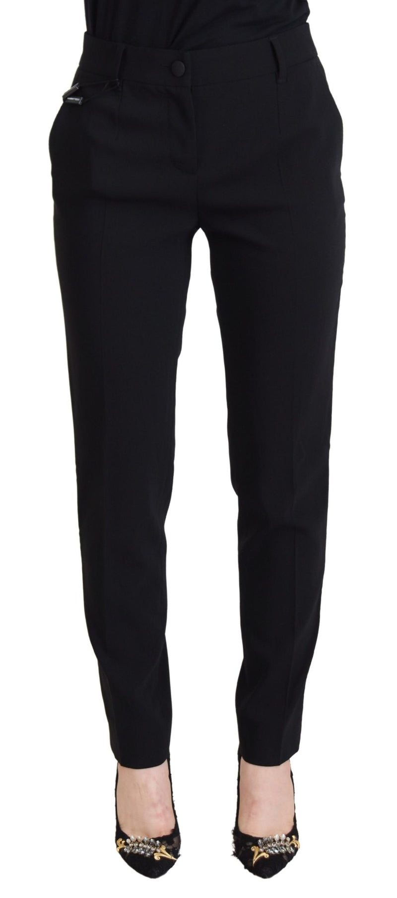Black High Waist Women Pants-Dolce & Gabbana-LabelTerrace.com