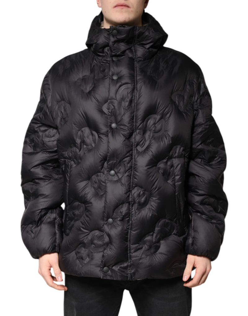 Black Hooded Parka Coat Winter Jacket-Dolce & Gabbana-LabelTerrace.com