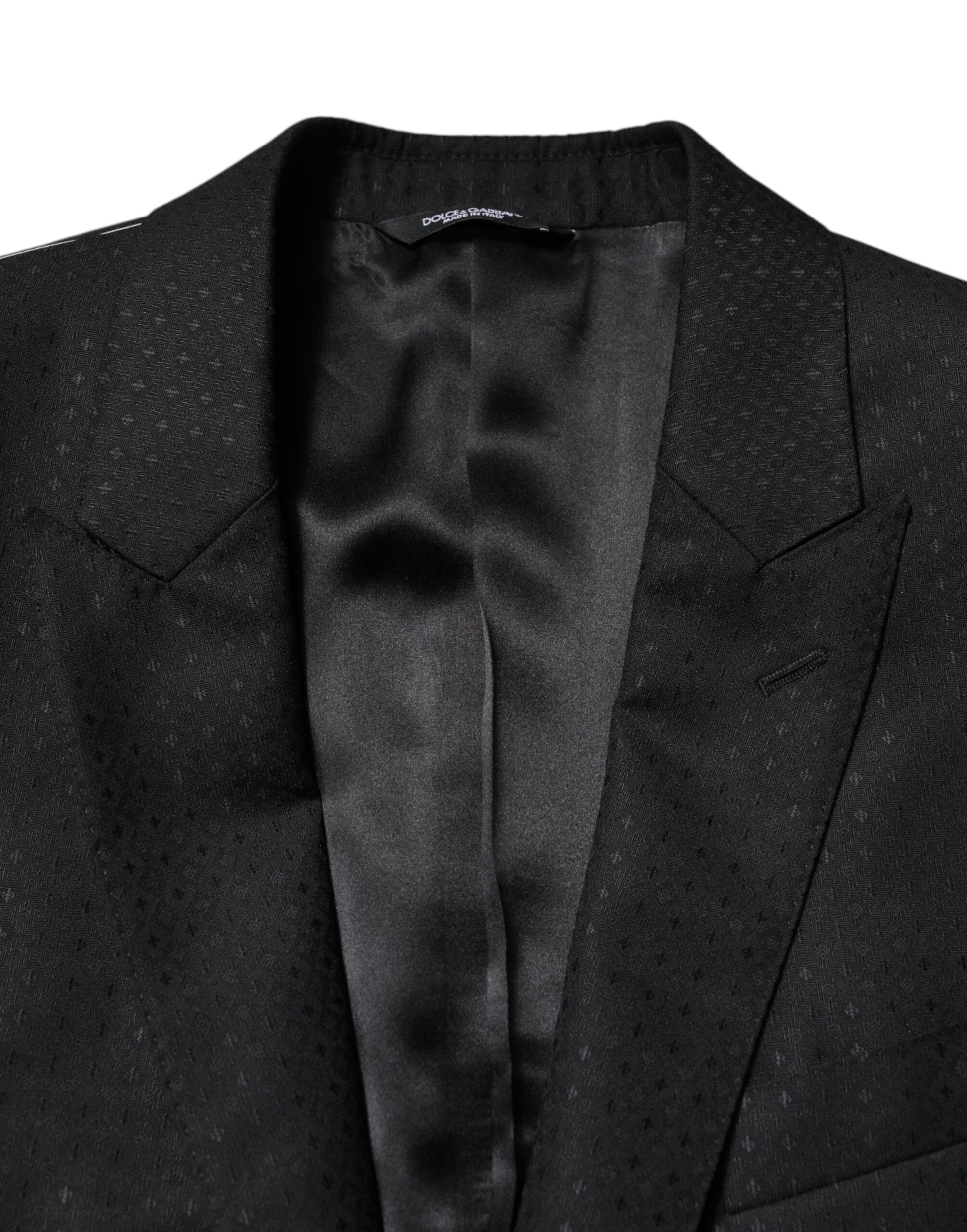 Black Jacquard Single Breasted 2 Piece Suit-Dolce & Gabbana-LabelTerrace.com