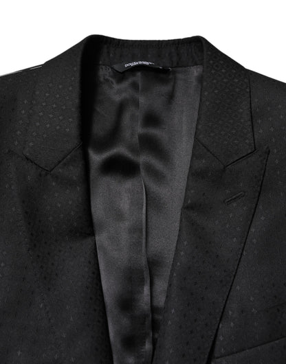 Black Jacquard Single Breasted 2 Piece Suit-Dolce & Gabbana-LabelTerrace.com