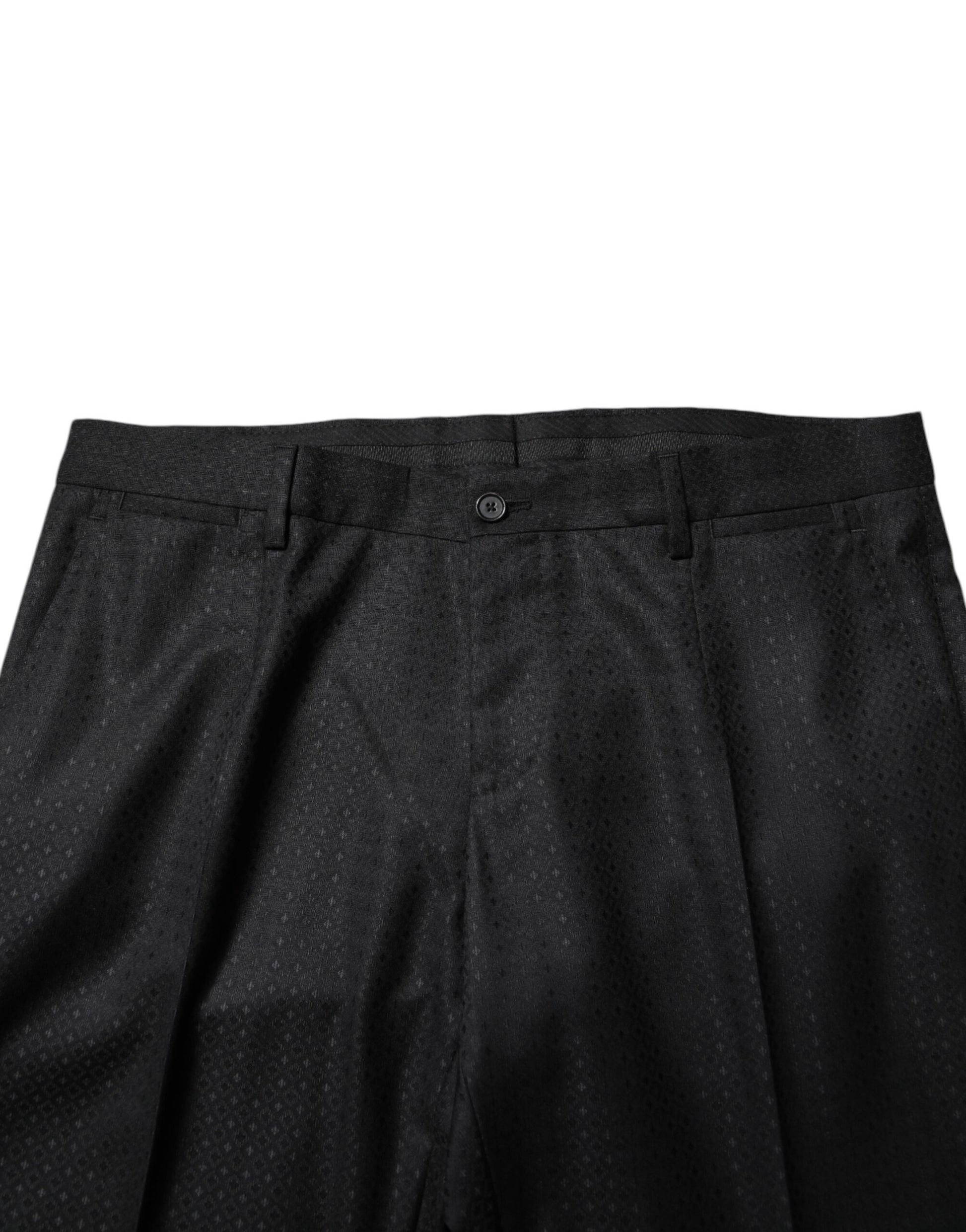 Black Jacquard Single Breasted 2 Piece Suit-Dolce & Gabbana-LabelTerrace.com