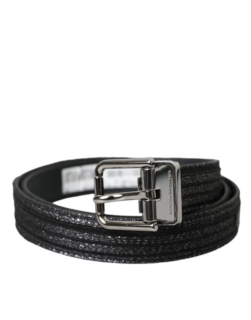 Black Jacquard Stripes Silver Metal Buckle Belt-Dolce & Gabbana-LabelTerrace.com