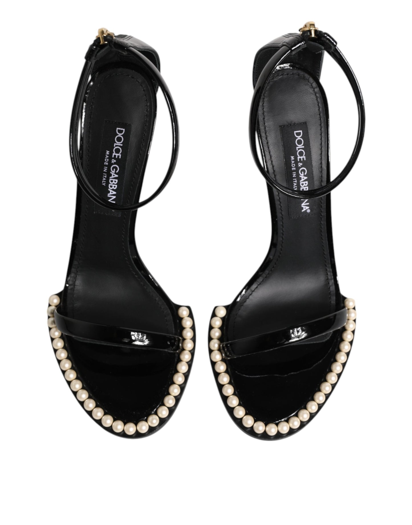 Black KEIRA Pearl Embellished Sandals Shoes-Dolce & Gabbana-LabelTerrace.com