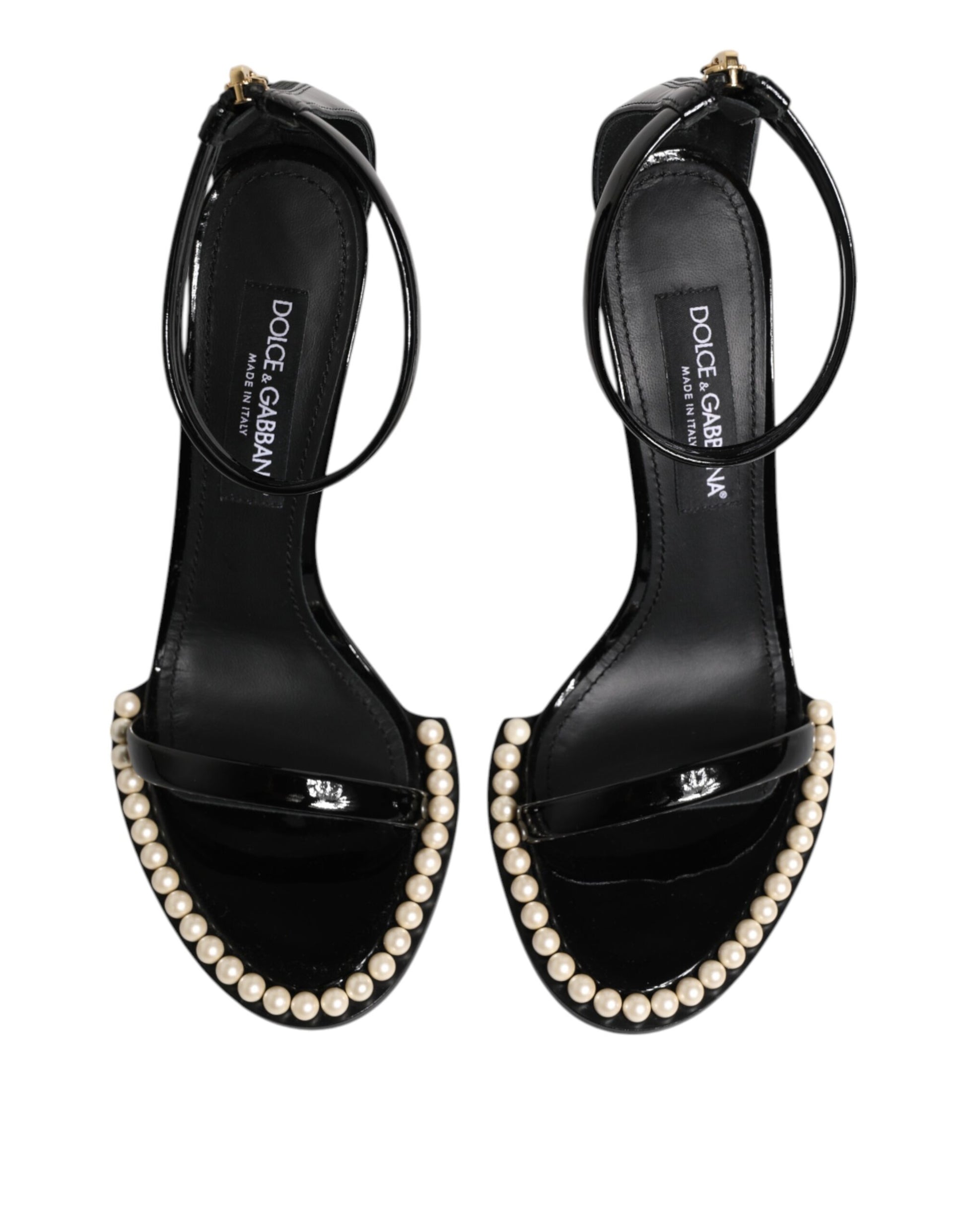 Black KEIRA Pearl Embellished Sandals Shoes-Dolce & Gabbana-LabelTerrace.com