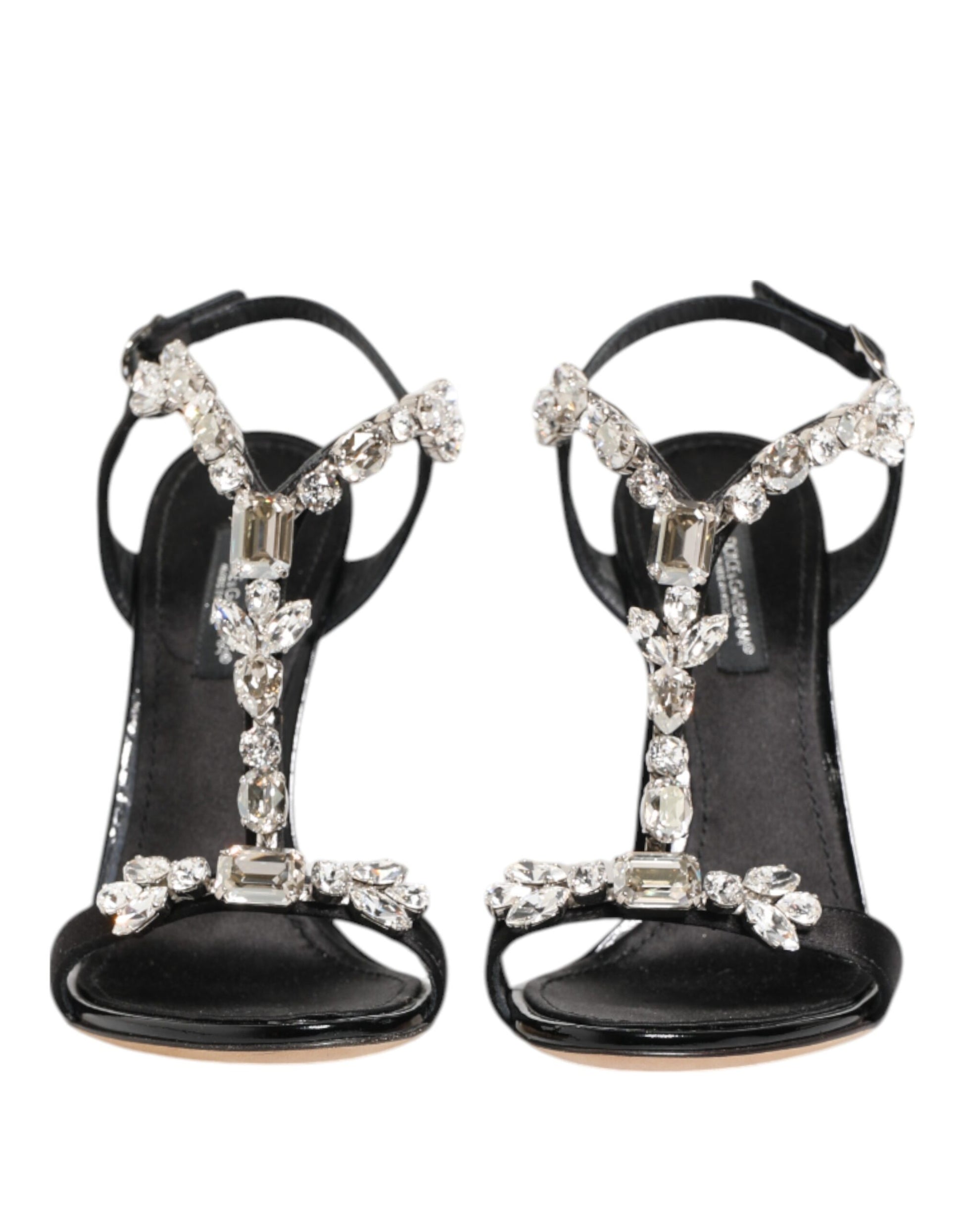 Black Keira Crystals Heels Sandals Shoes-Dolce & Gabbana-LabelTerrace.com