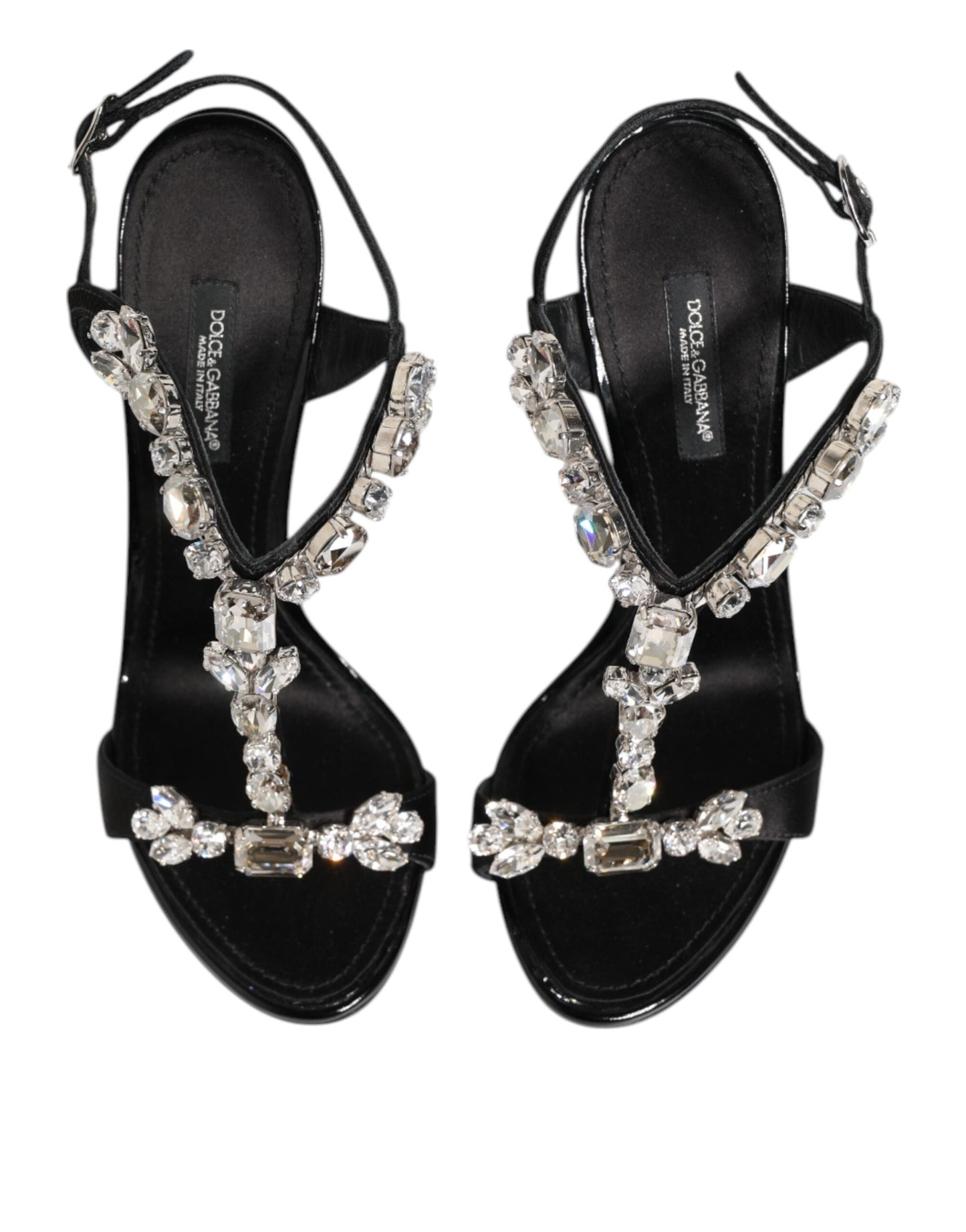 Black Keira Crystals Heels Sandals Shoes-Dolce & Gabbana-LabelTerrace.com